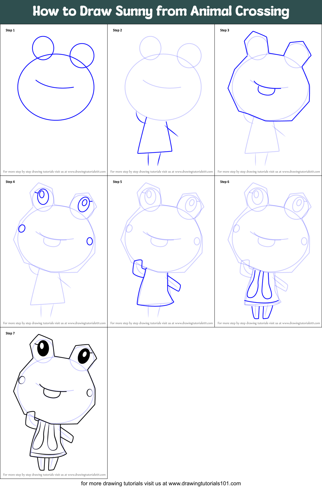 How to Draw Sunny from Animal Crossing Printable Step by Step