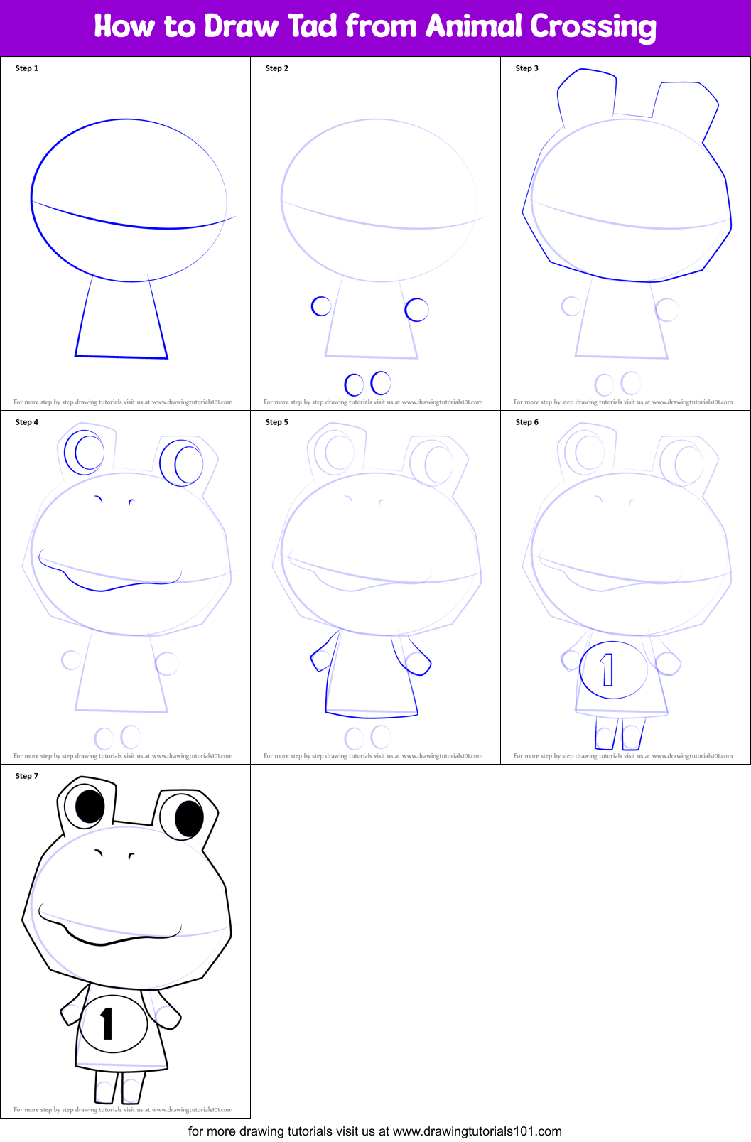 How to Draw Tad from Animal Crossing Printable Step by Step