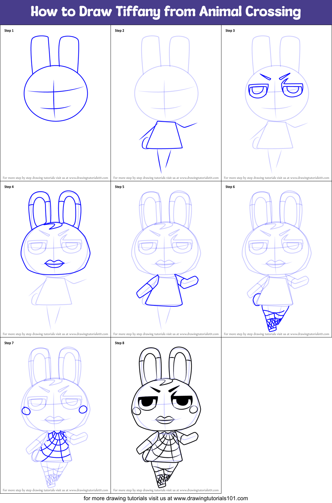 How to Draw Tiffany from Animal Crossing printable step by step drawing ...