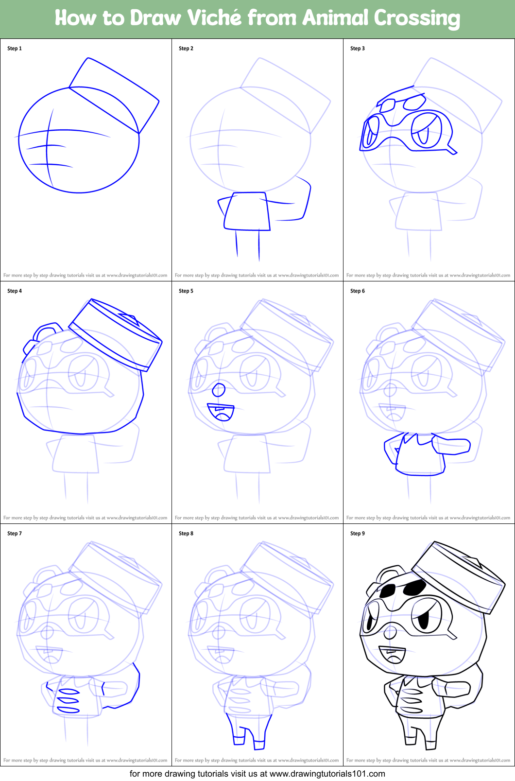 How to Draw Viché from Animal Crossing Printable Step by Step