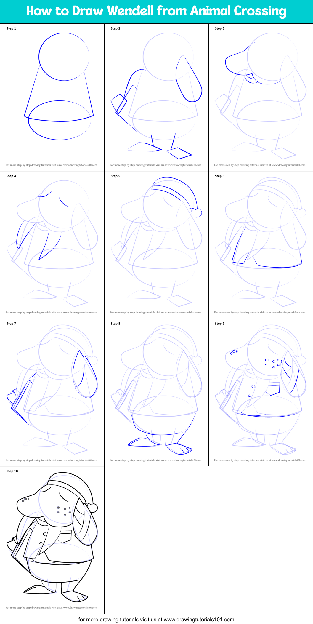 How to Draw Wendell from Animal Crossing Printable Step by Step