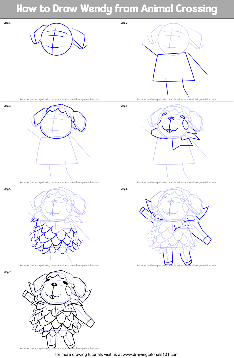 How to Draw Wendy from Animal Crossing Printable Step by Step
