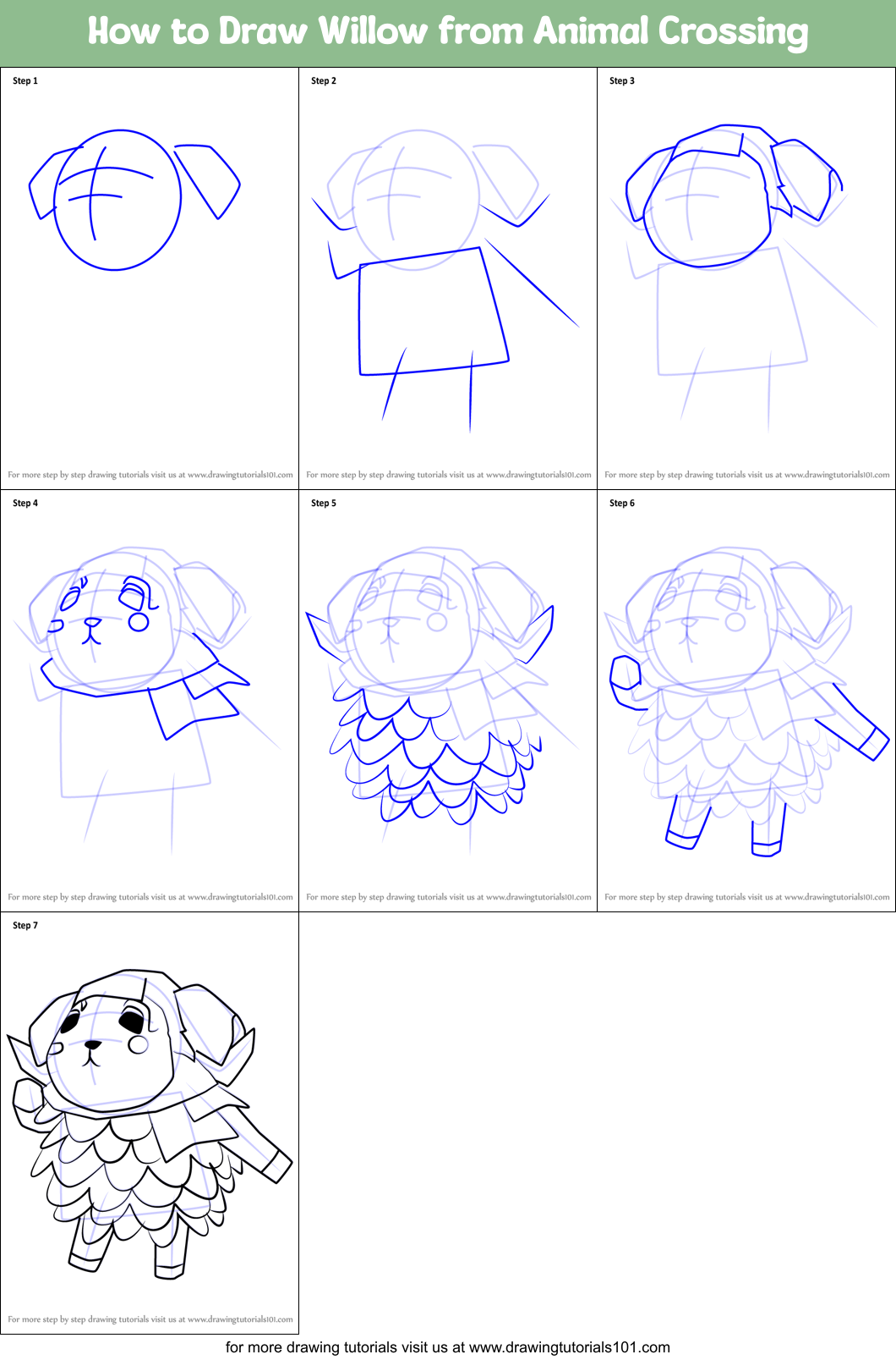 How to Draw Willow from Animal Crossing Printable Step by Step