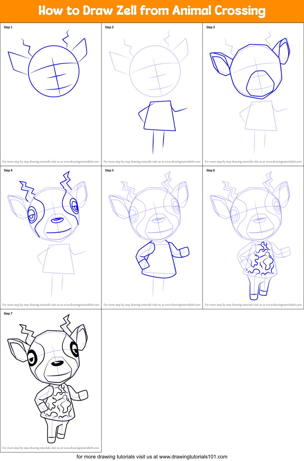 How to Draw Zell from Animal Crossing Printable Step by Step