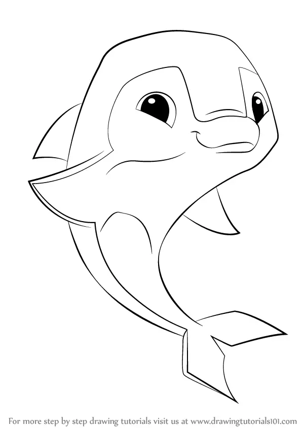 Learn How to Draw Dolphin from Animal Jam (Animal Jam) Step by Step :  Drawing Tutorials