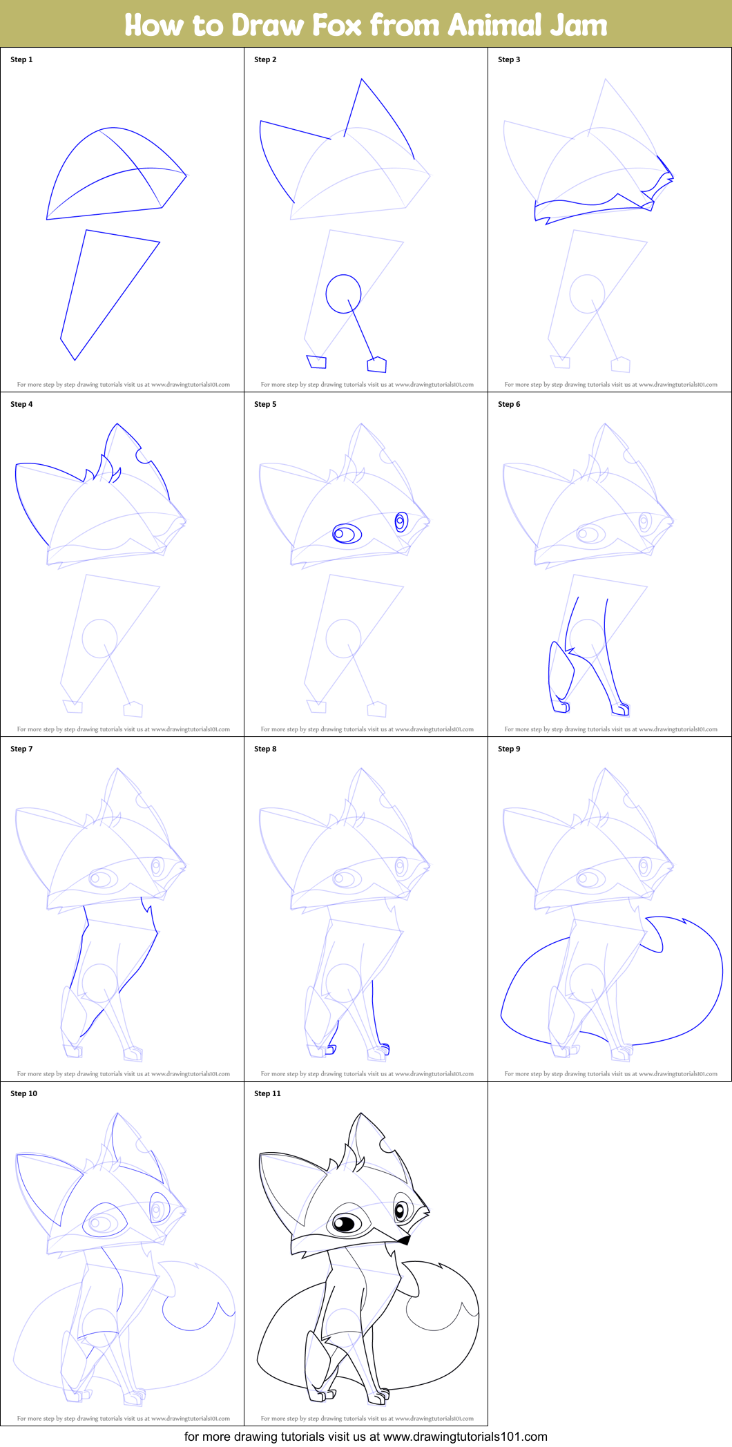 How to Draw Fox from Animal Jam (Animal Jam) Step by Step ...