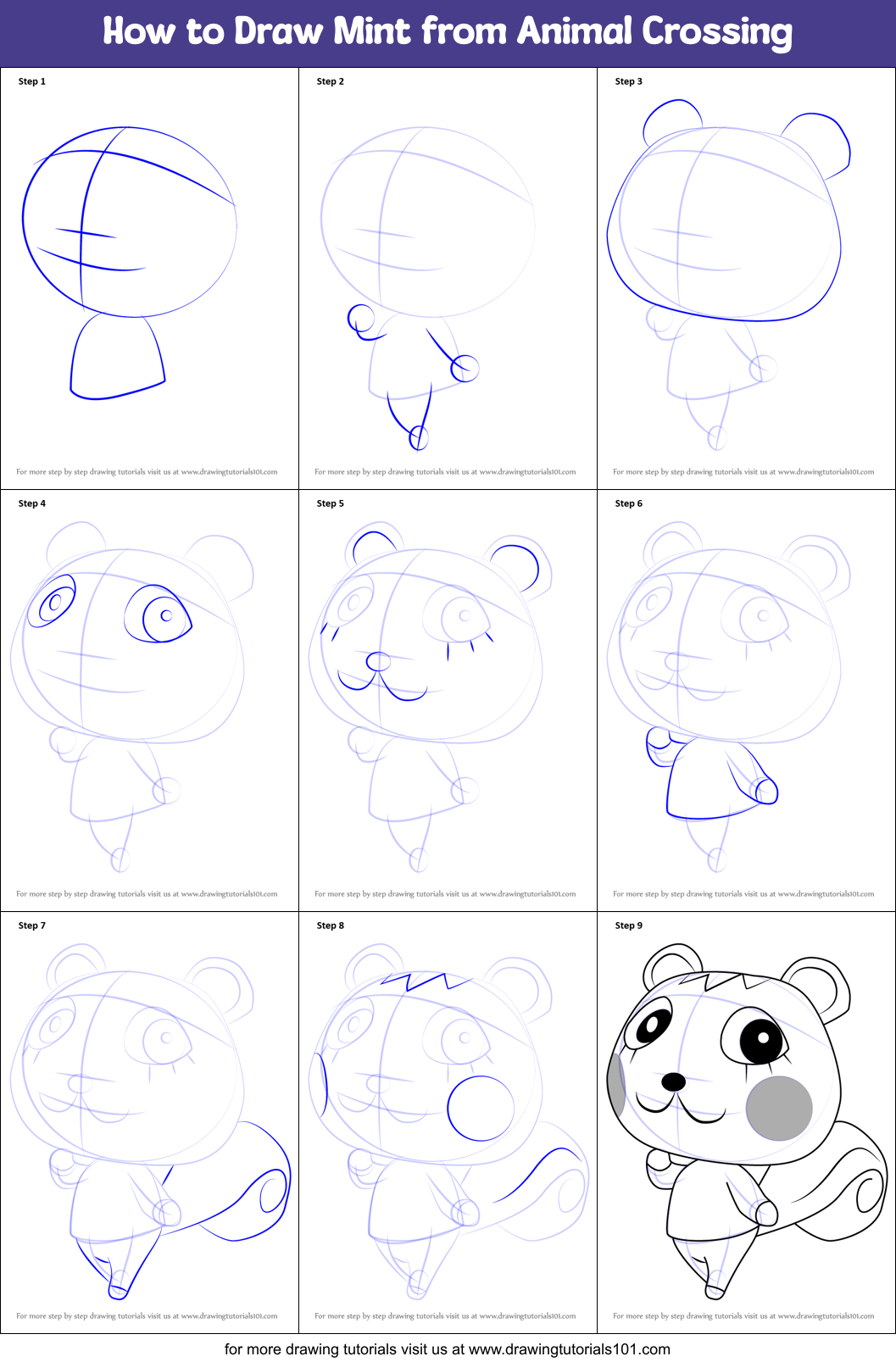 How to Draw Mint from Animal Crossing Printable Step by Step