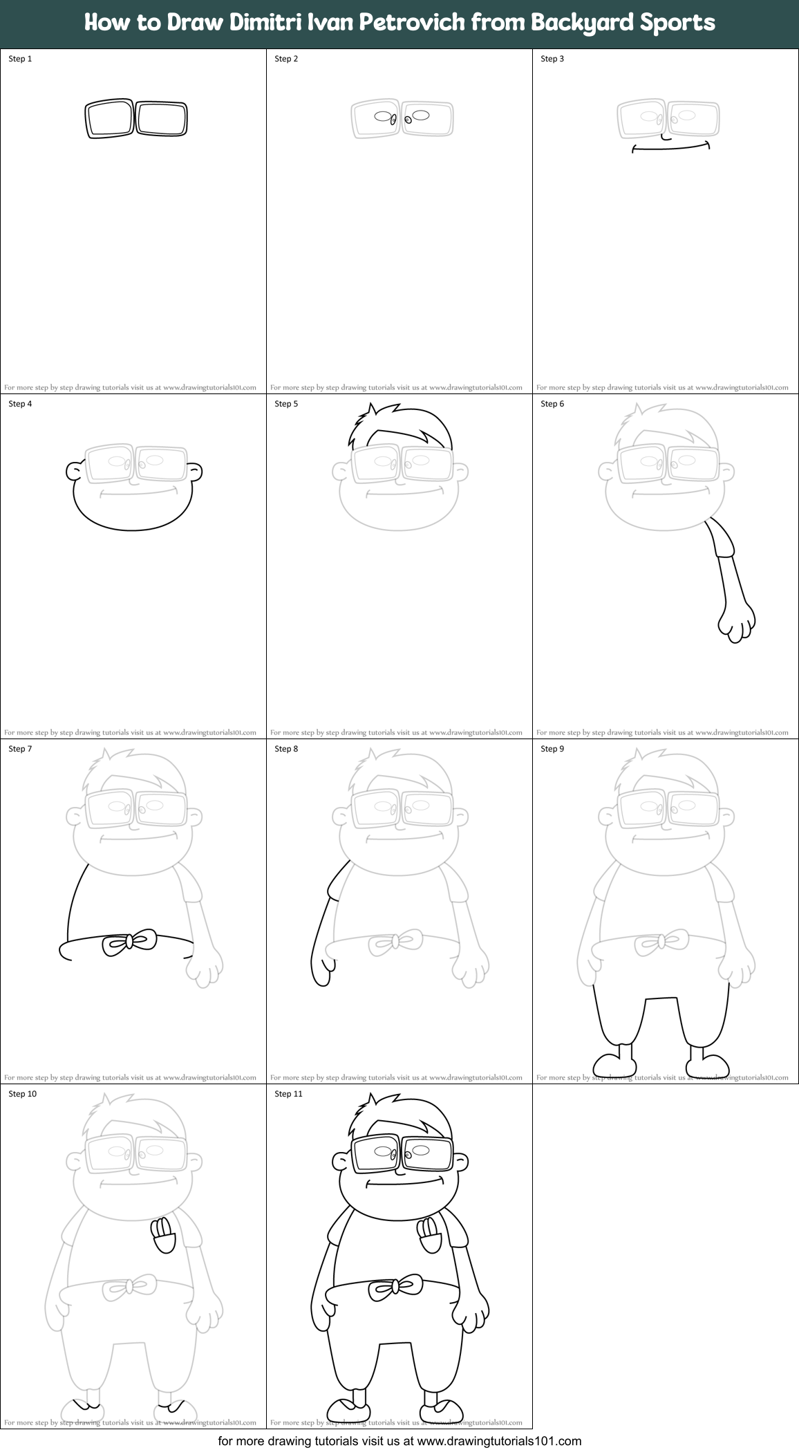 How to Draw Dimitri Ivan Petrovich from Backyard Sports Printable Step by Step