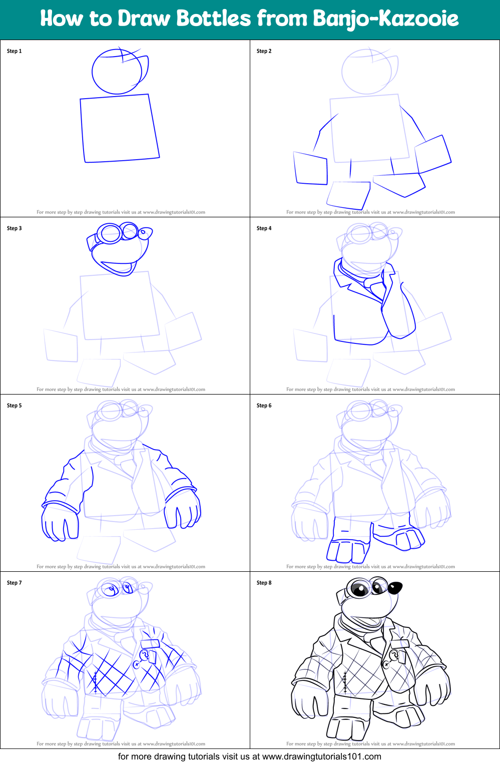 How to Draw Bottles from Banjo-Kazooie Printable Step by Step