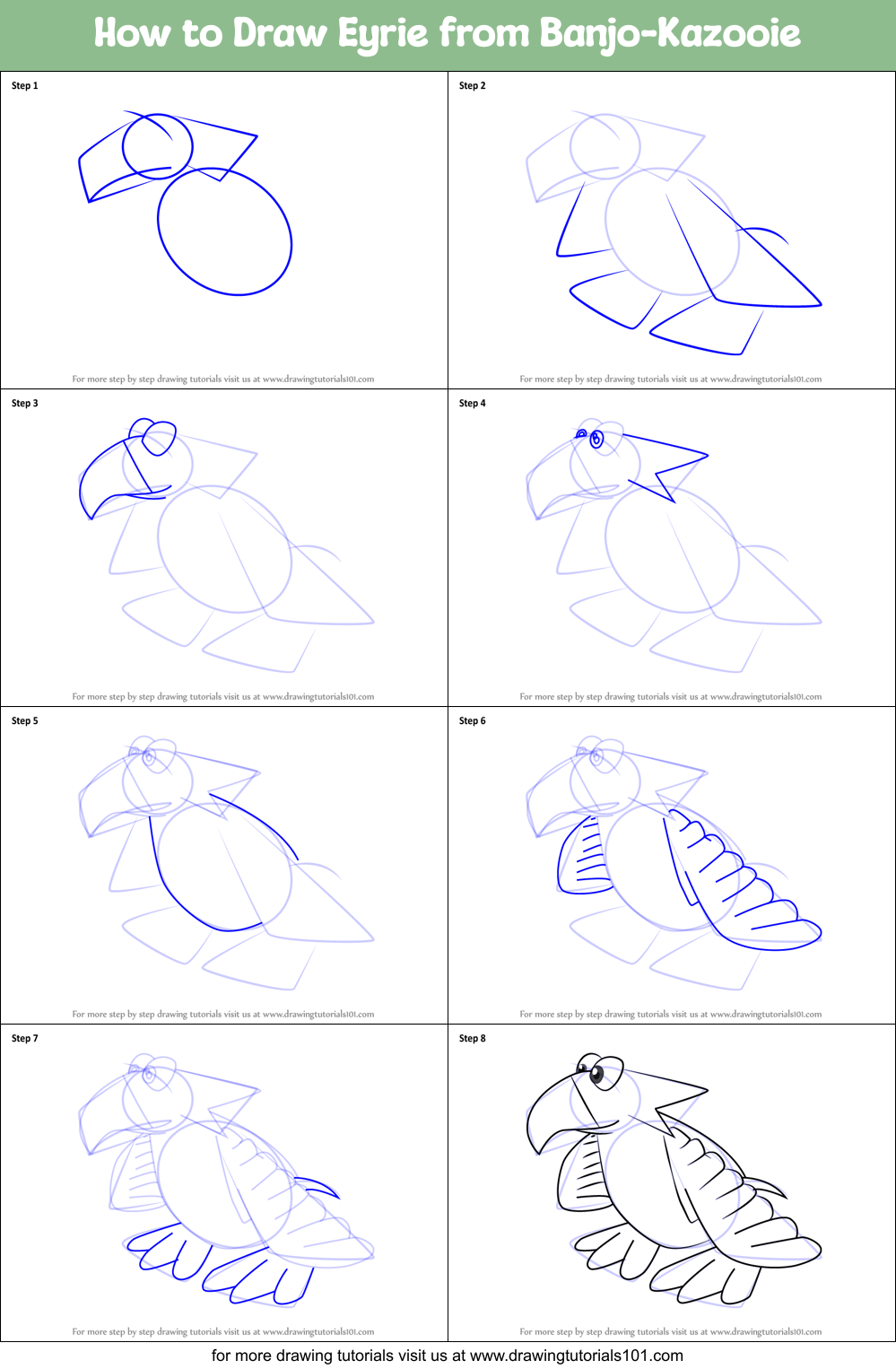 How to Draw Eyrie from Banjo-Kazooie Printable Step by Step