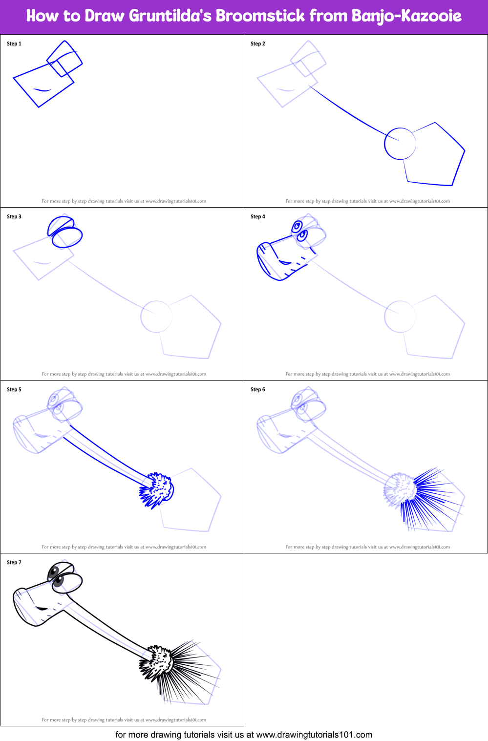 How to Draw Gruntilda's Broomstick from Banjo-Kazooie Printable Step by Step