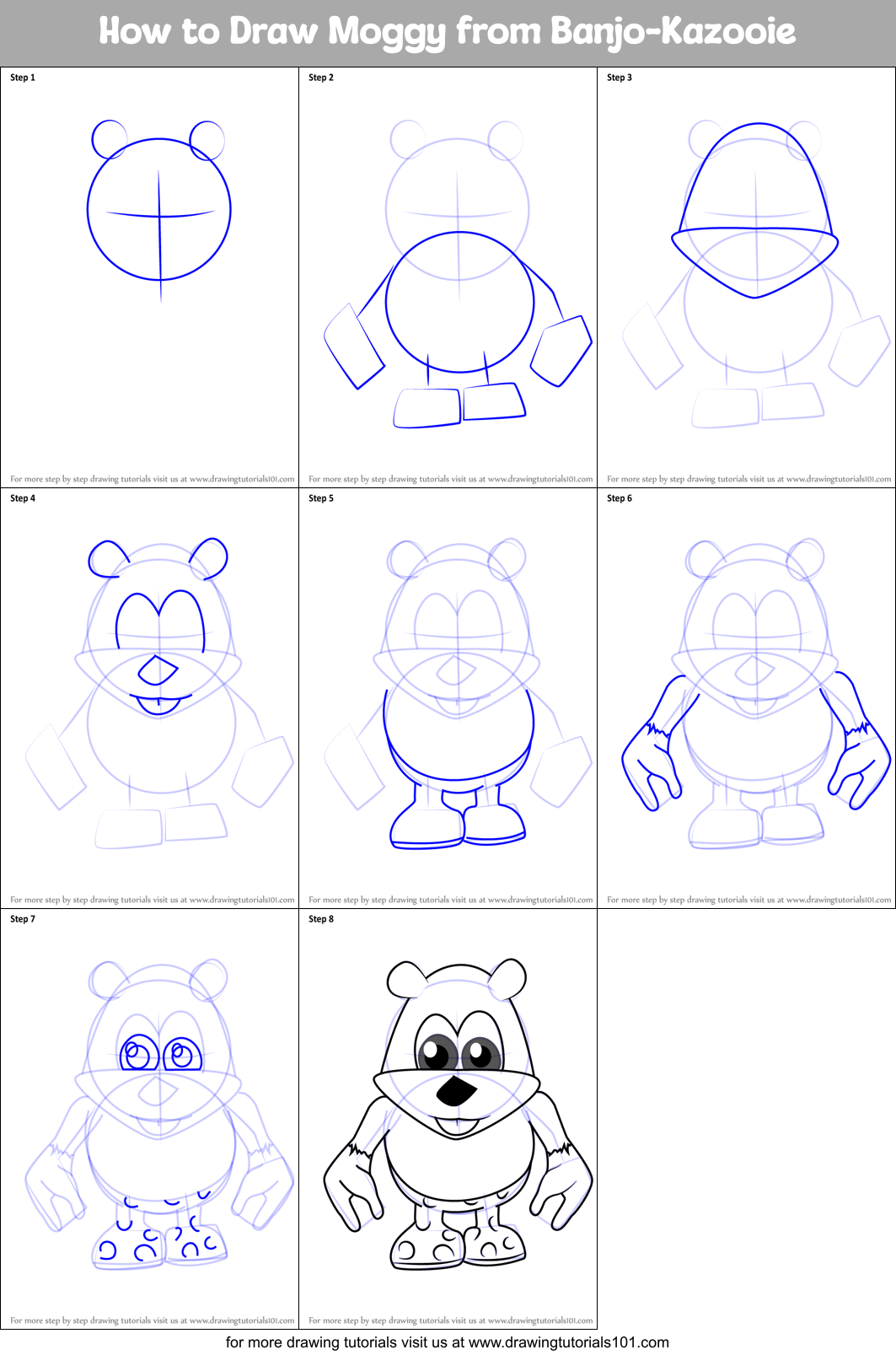How to Draw Moggy from Banjo-Kazooie Printable Step by Step