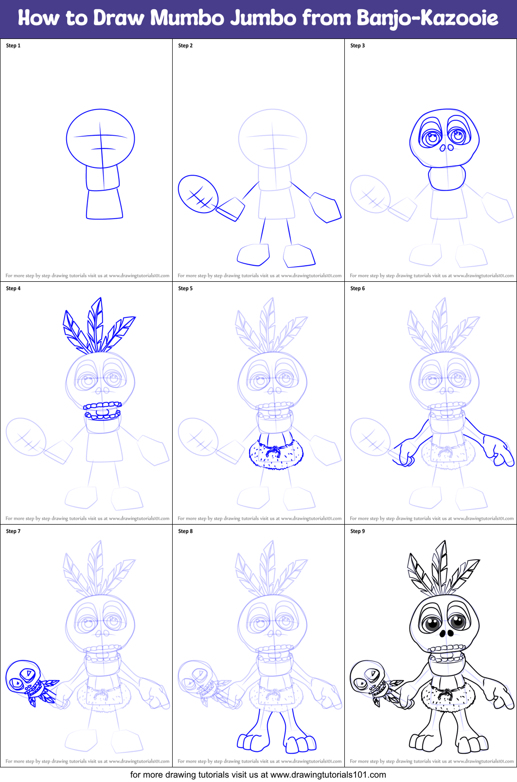 How to Draw Mumbo Jumbo from Banjo-Kazooie Printable Step by Step