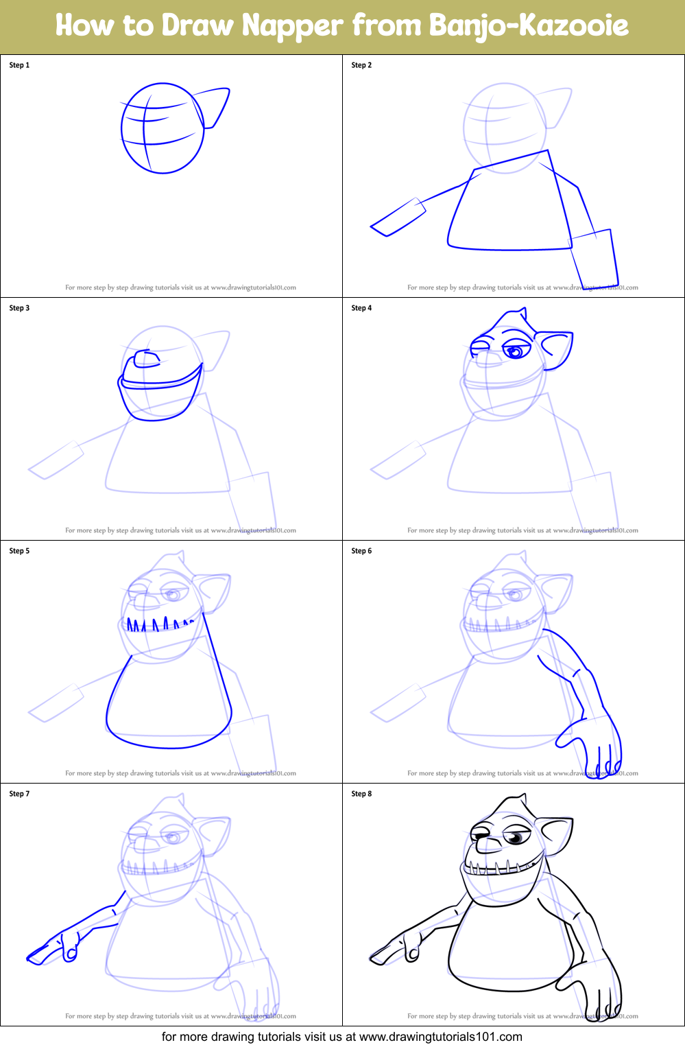 How to Draw Napper from Banjo-Kazooie Printable Step by Step