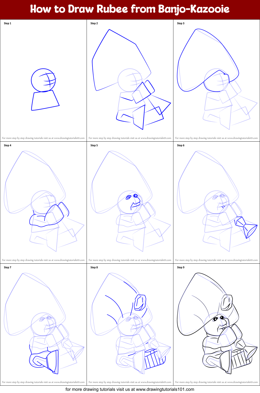 How to Draw Rubee from Banjo-Kazooie Printable Step by Step