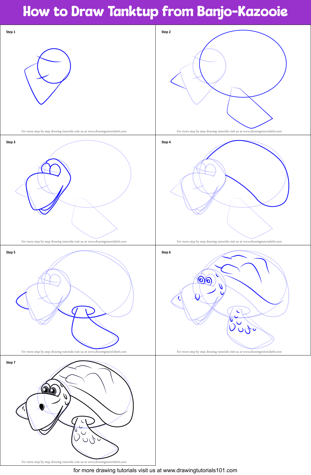 How to Draw Tanktup from Banjo-Kazooie Printable Step by Step