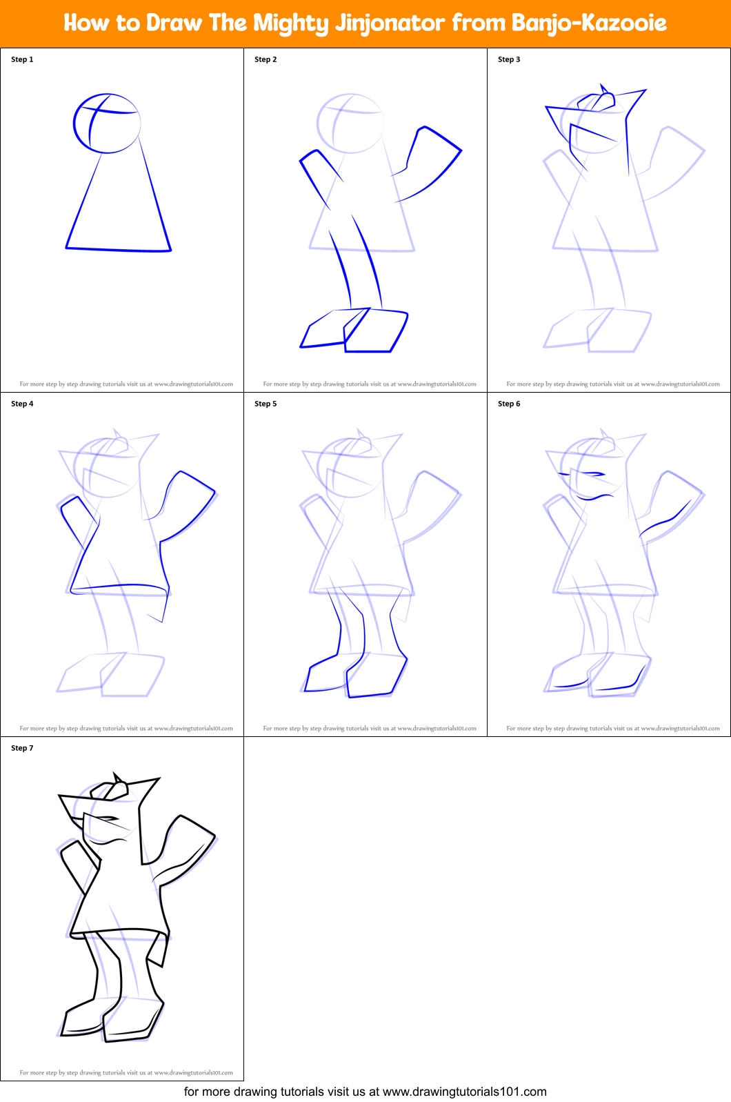 How to Draw The Mighty Jinjonator from Banjo-Kazooie Printable Step by Step