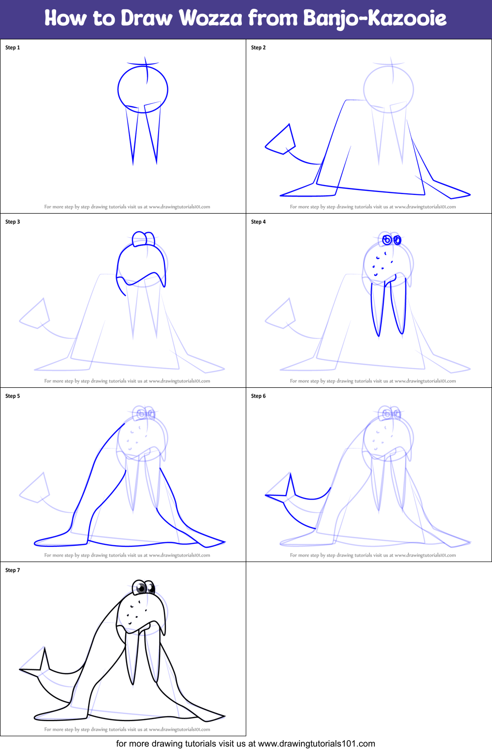 How to Draw Wozza from Banjo-Kazooie Printable Step by Step