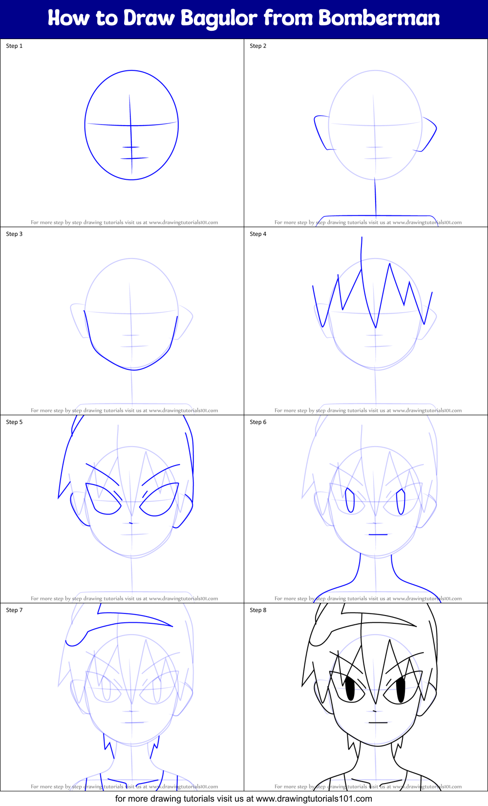 How to Draw Bagulor from Bomberman Printable Step by Step