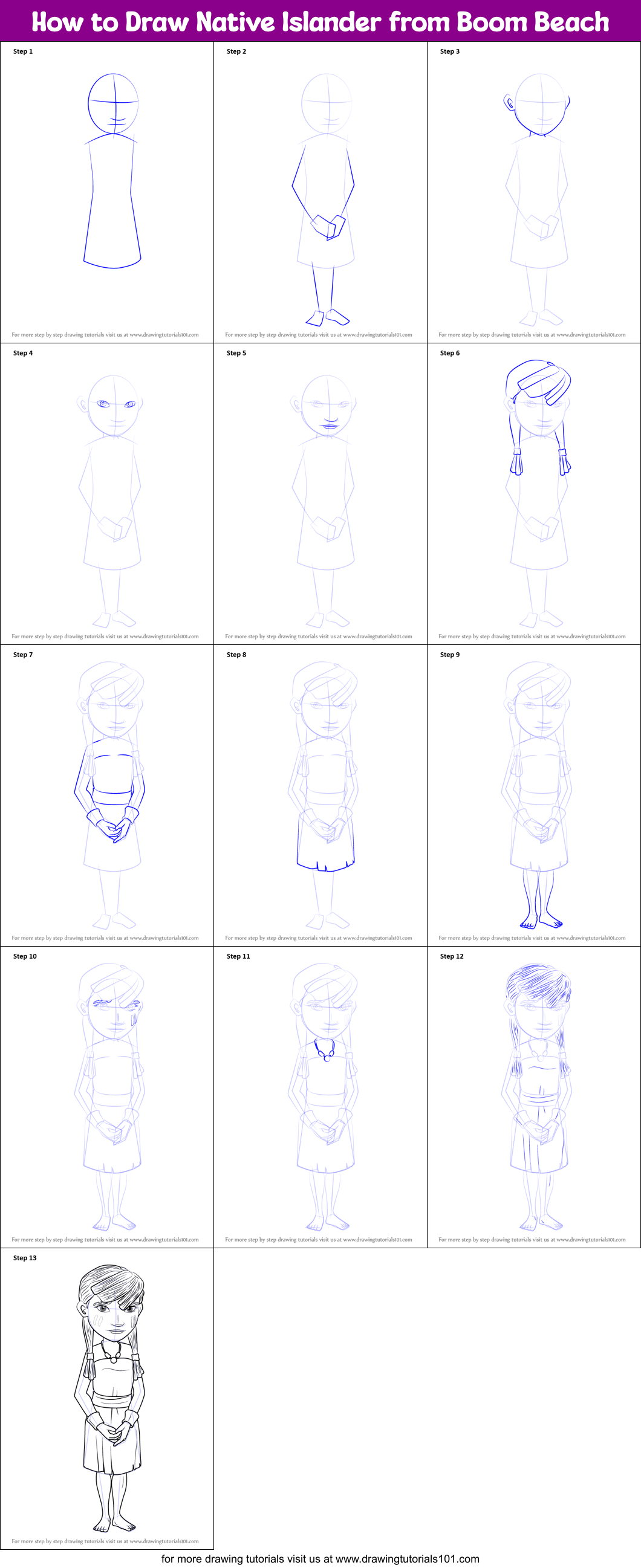 How to Draw Native Islander from Boom Beach Printable Step by Step