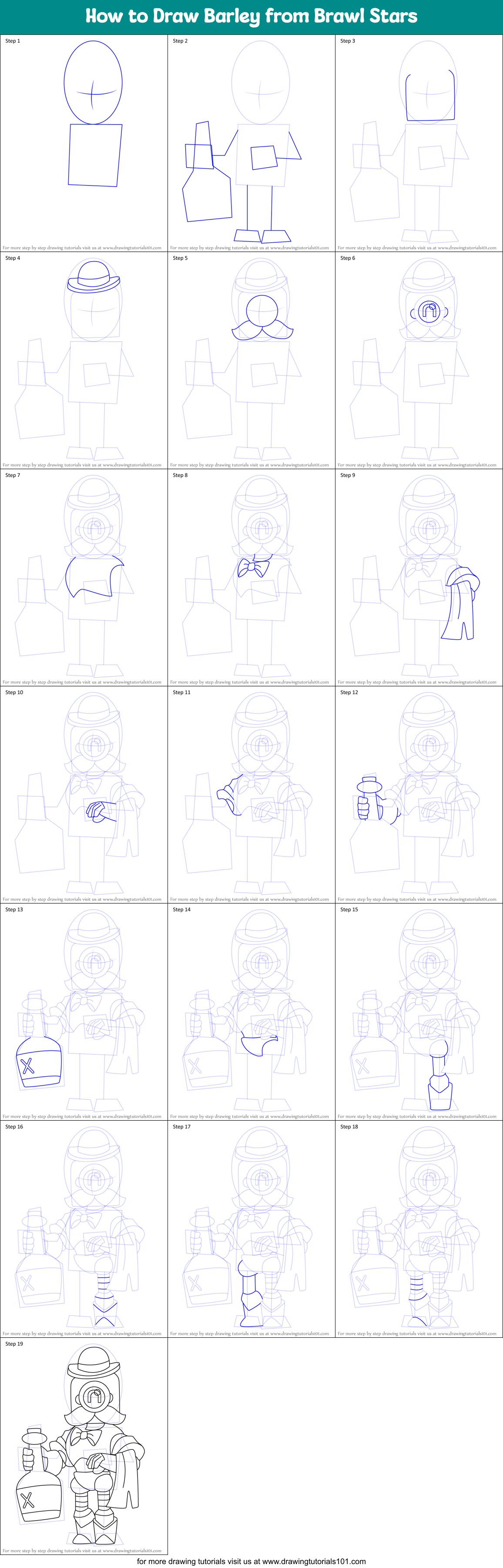 How to Draw Barley from Brawl Stars Printable Step by Step