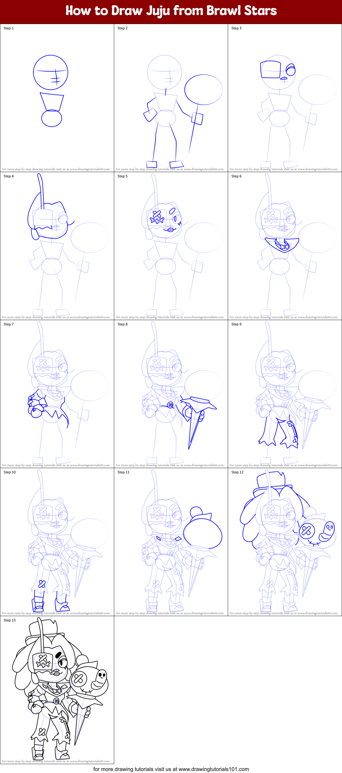 How to Draw Juju from Brawl Stars Printable Step by Step