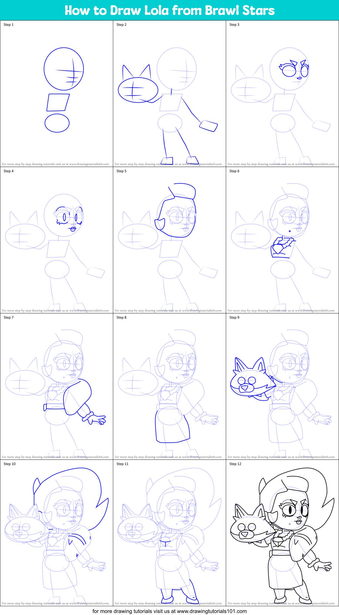 How to Draw Lola from Brawl Stars Printable Step by Step
