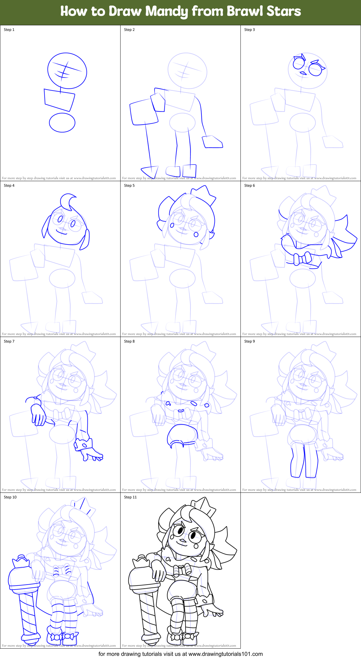 How to Draw Mandy from Brawl Stars Printable Step by Step