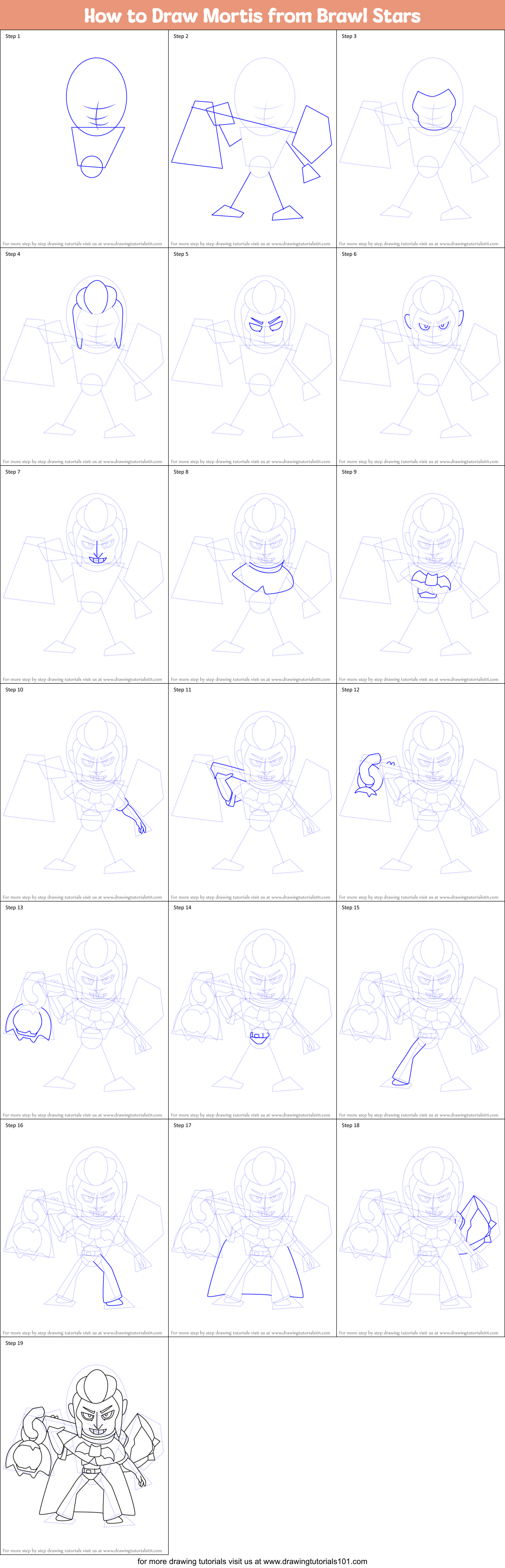 How to Draw Mortis from Brawl Stars Printable Step by Step
