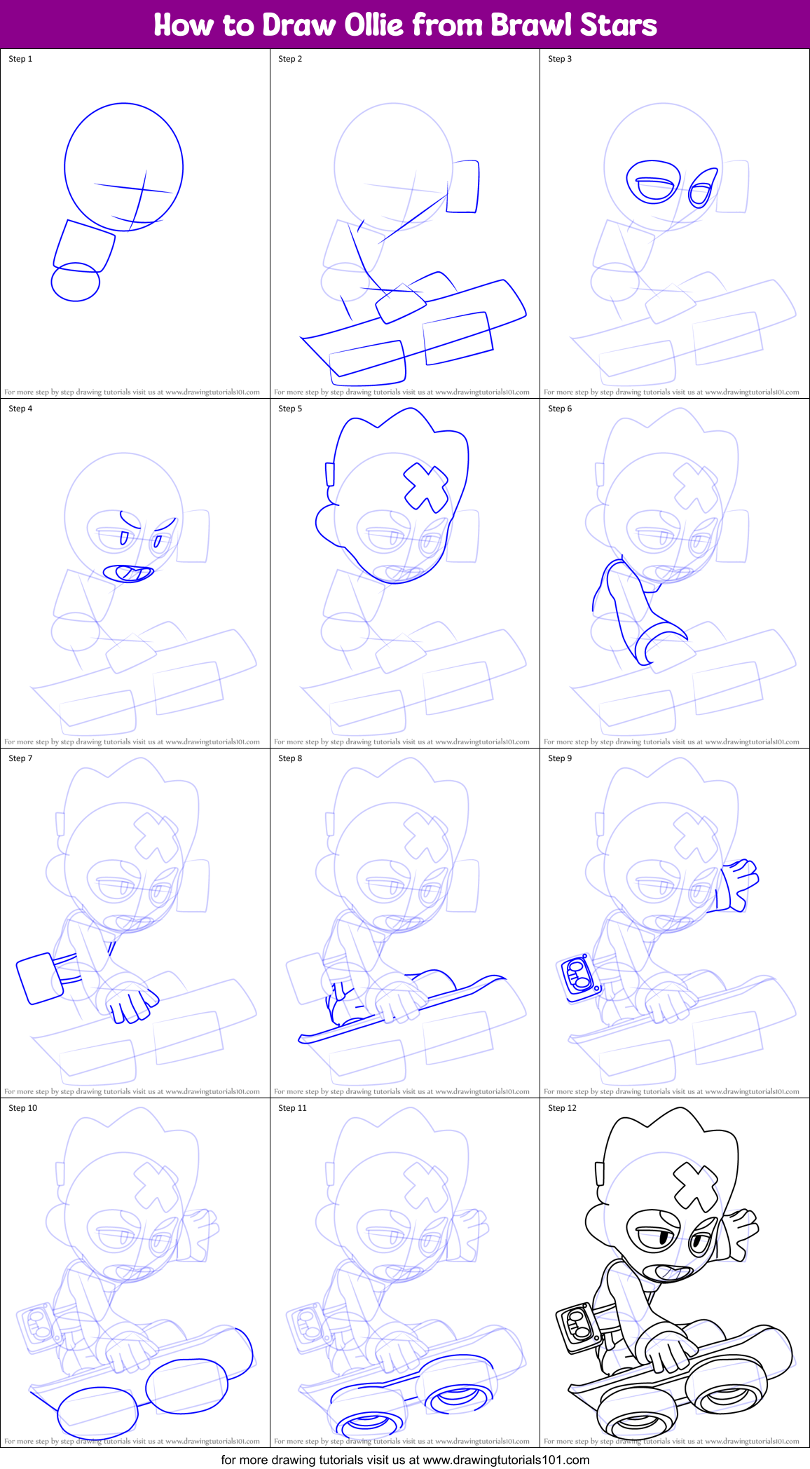 How to Draw Ollie from Brawl Stars Printable Step by Step