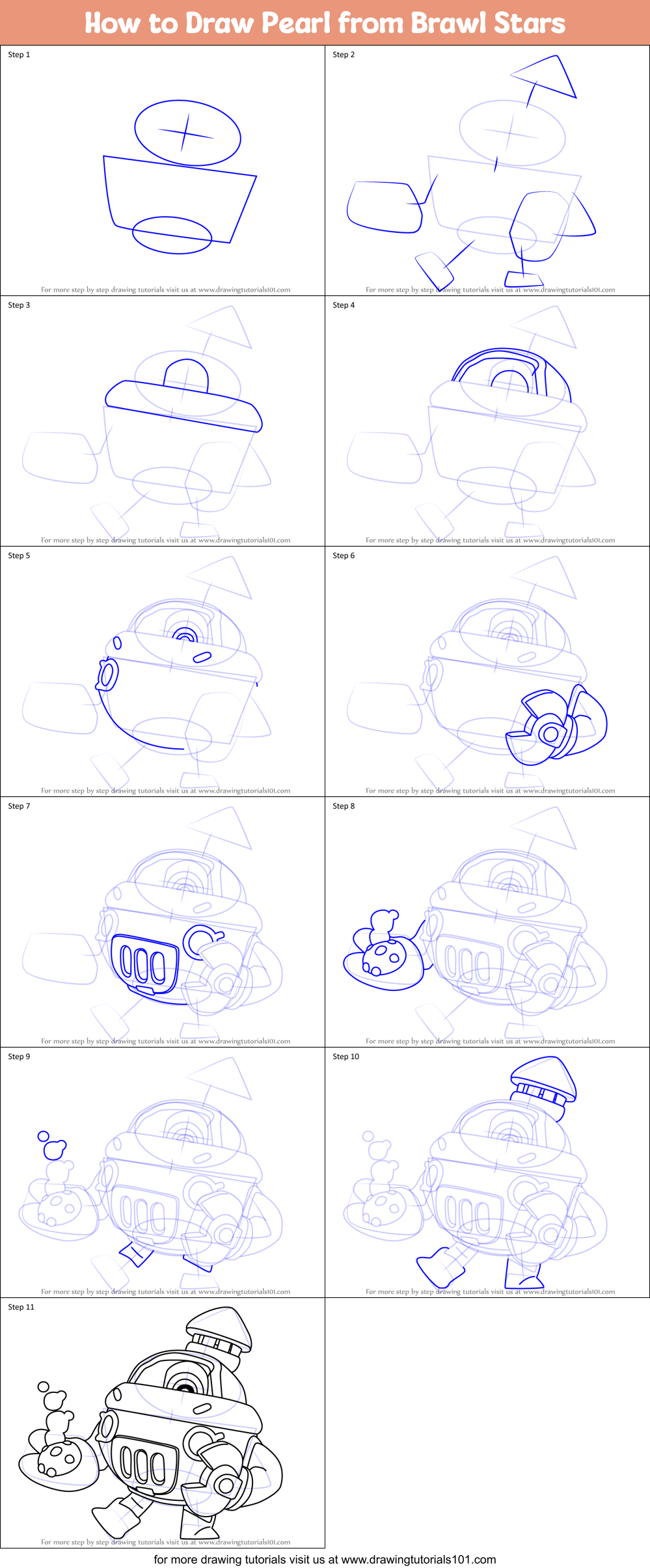 How to Draw Pearl from Brawl Stars Printable Step by Step