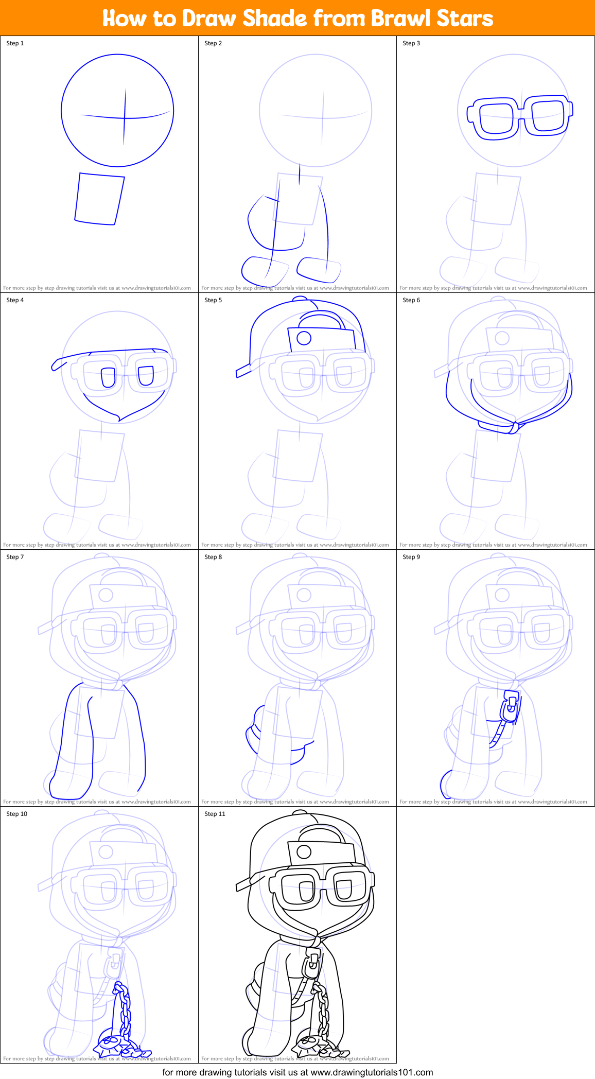How to Draw Shade from Brawl Stars Printable Step by Step