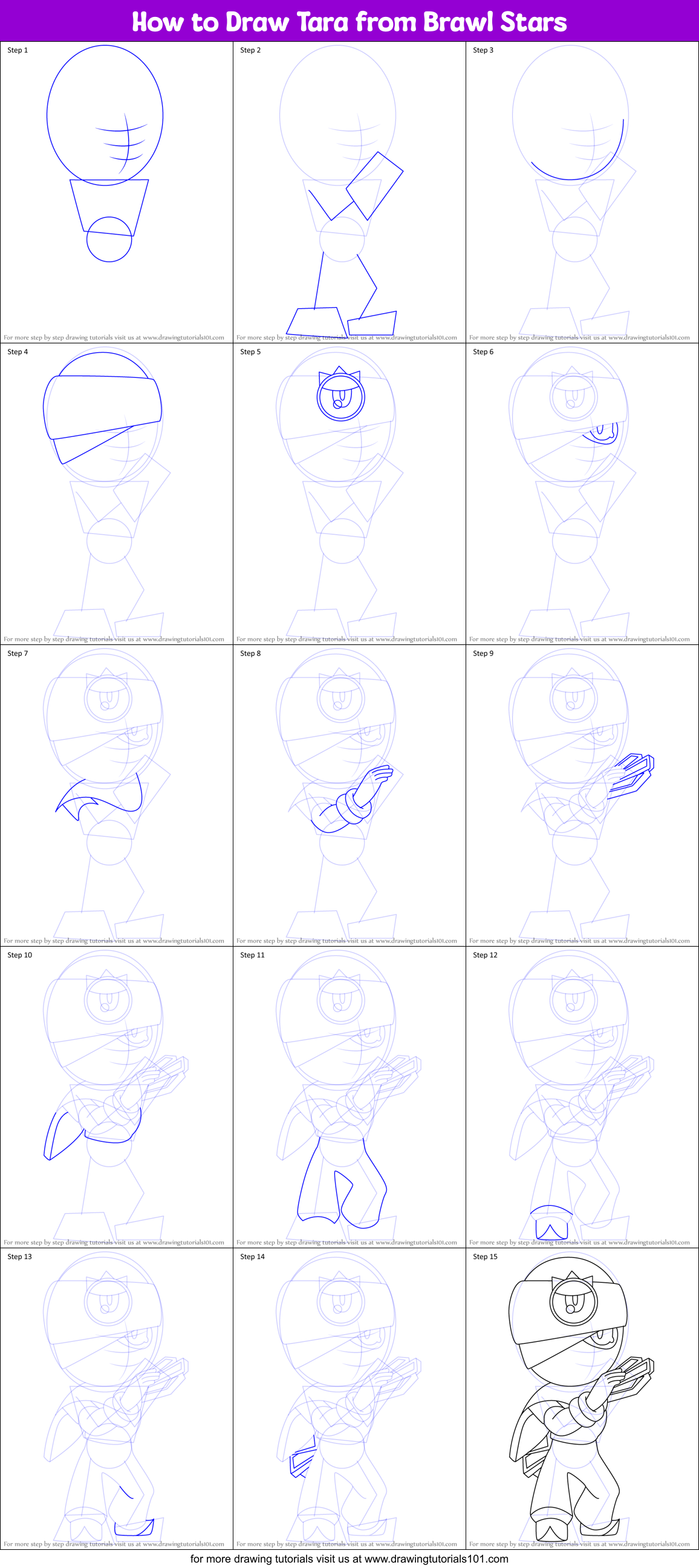 How to Draw Tara from Brawl Stars Printable Step by Step