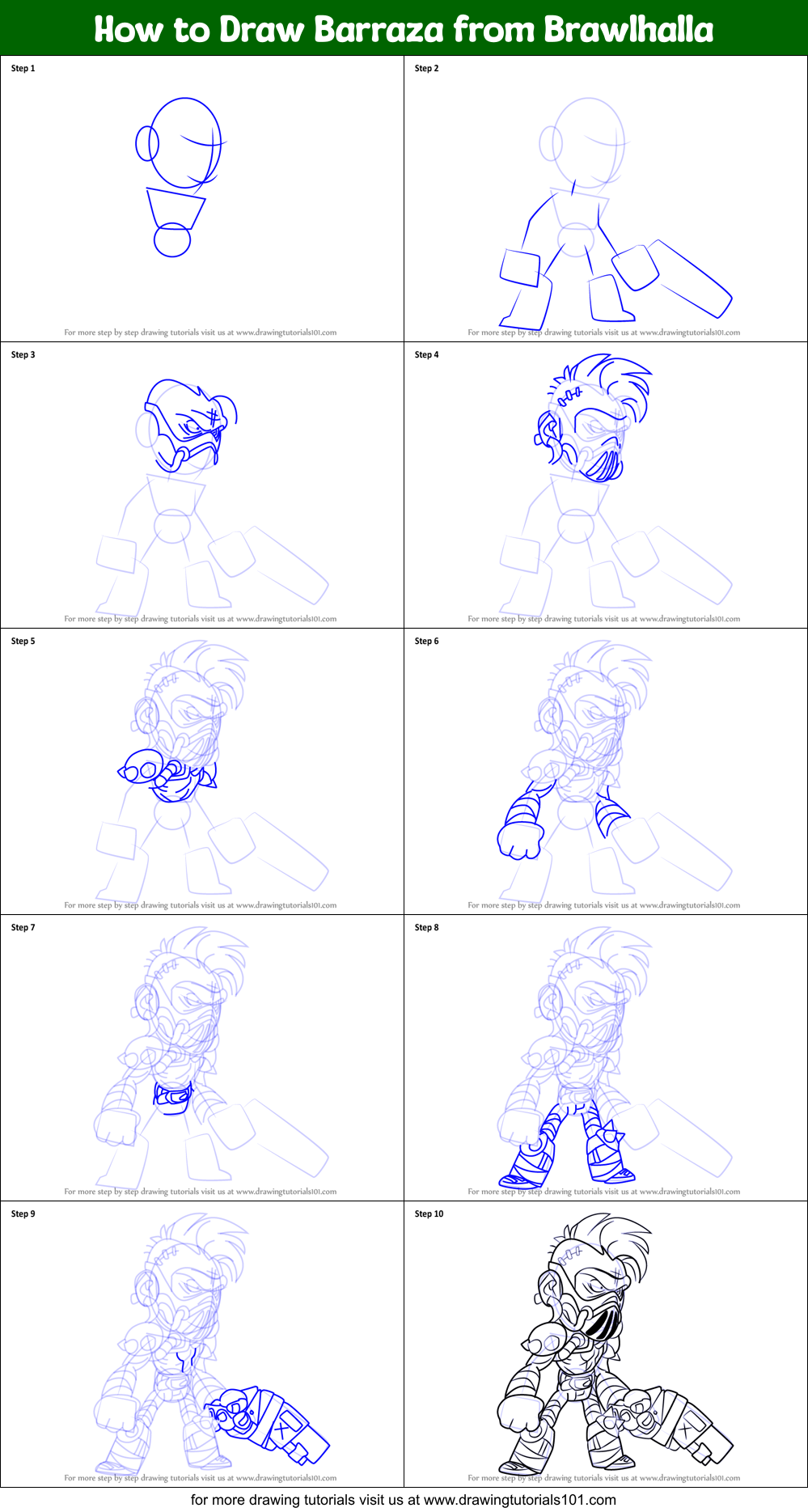 How to Draw Barraza from Brawlhalla Printable Step by Step
