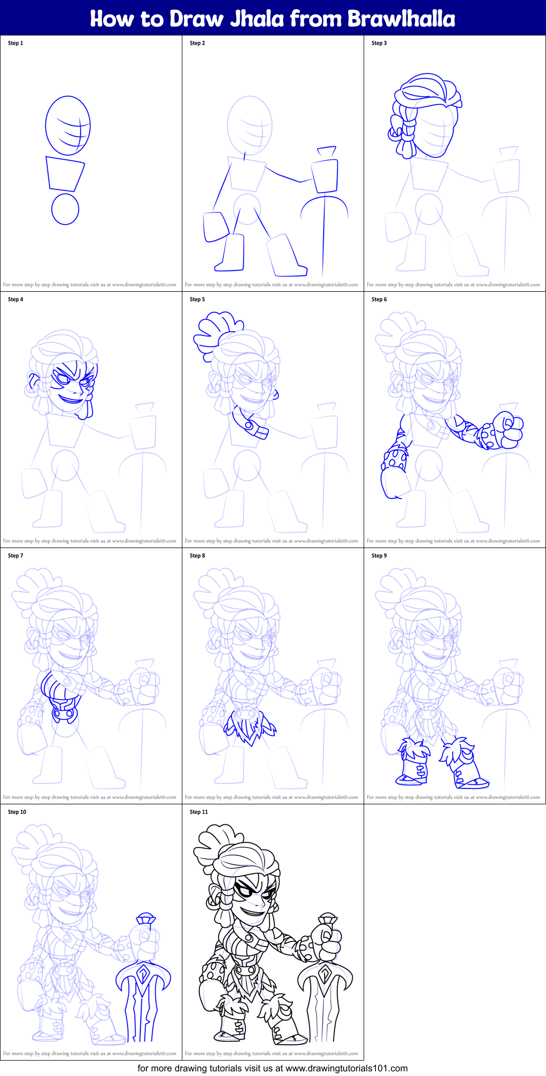 How to Draw Jhala from Brawlhalla Printable Step by Step