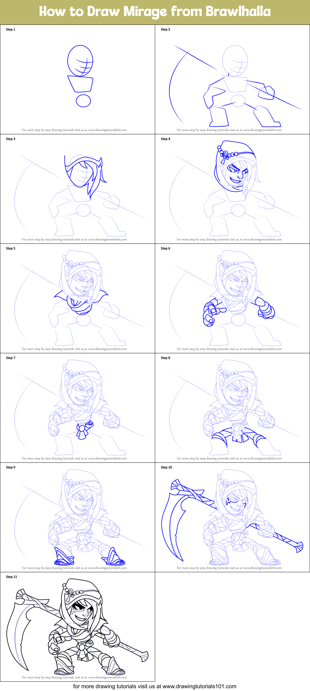 How to Draw Mirage from Brawlhalla Printable Step by Step