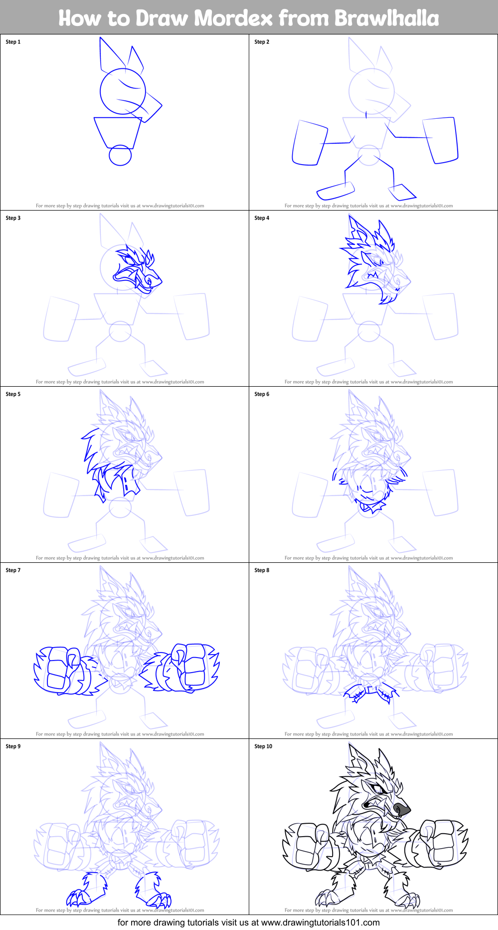 How to Draw Mordex from Brawlhalla Printable Step by Step
