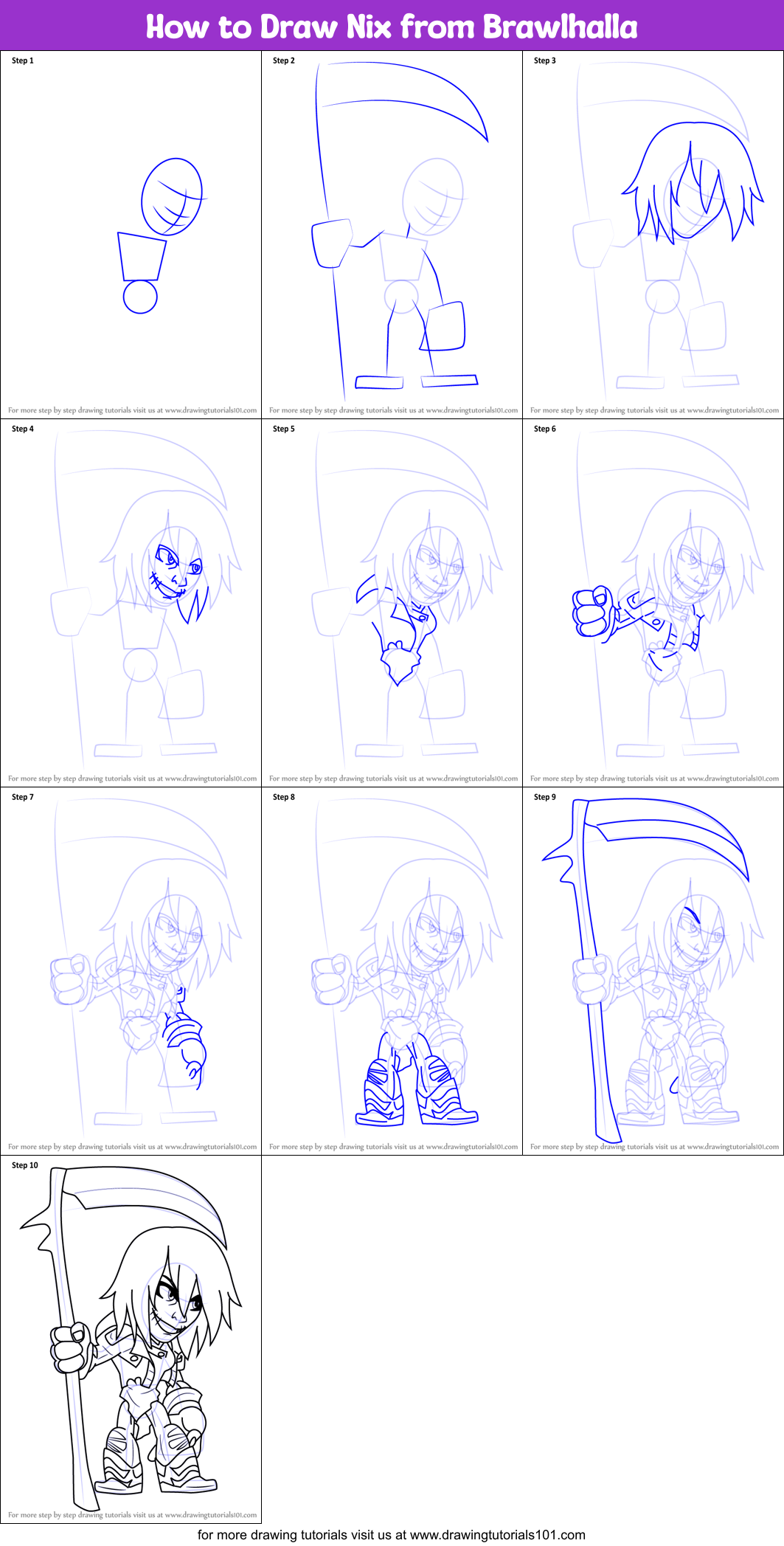 How to Draw Nix from Brawlhalla Printable Step by Step