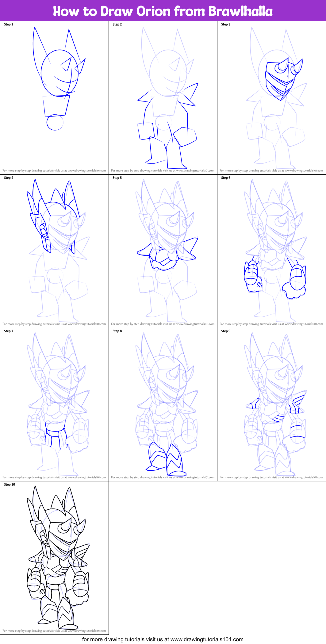 How to Draw Orion from Brawlhalla Printable Step by Step