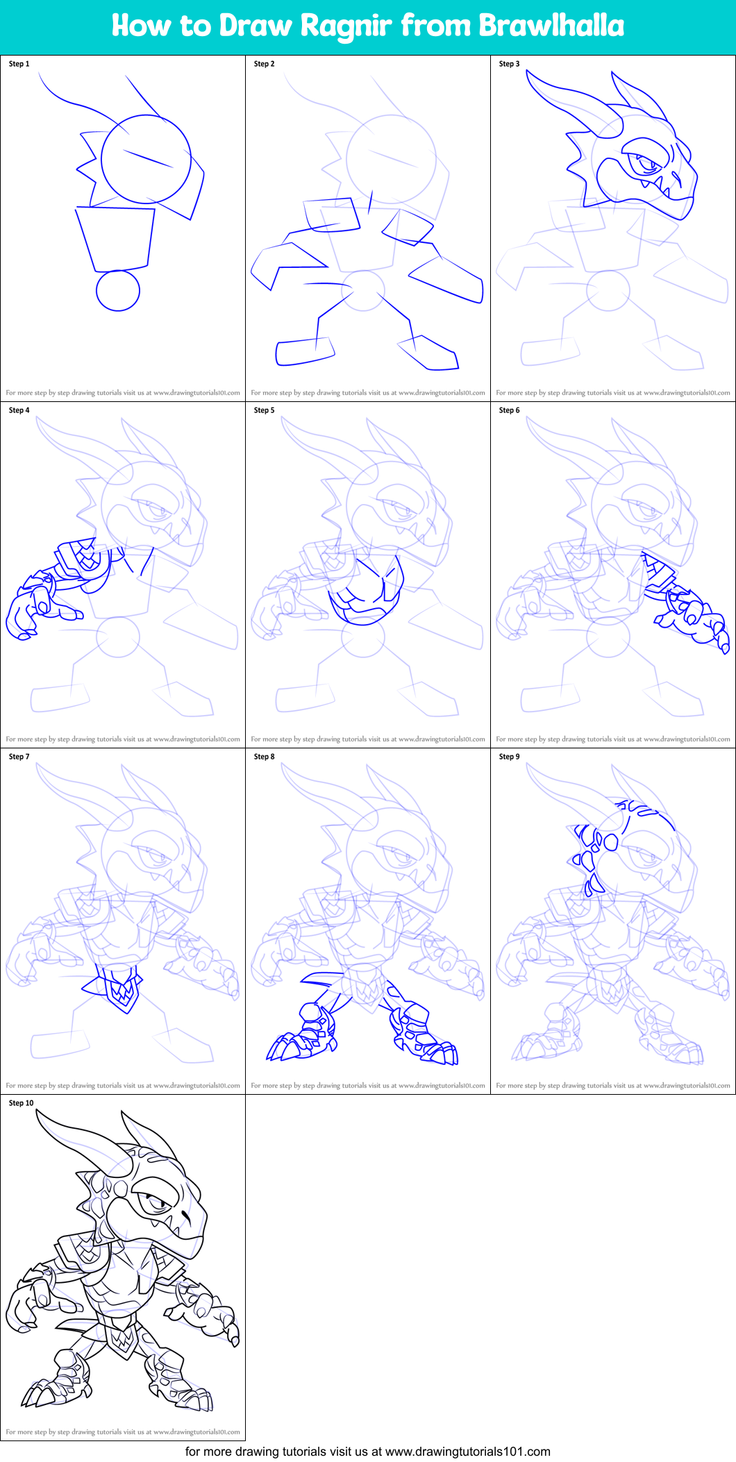 How to Draw Ragnir from Brawlhalla Printable Step by Step