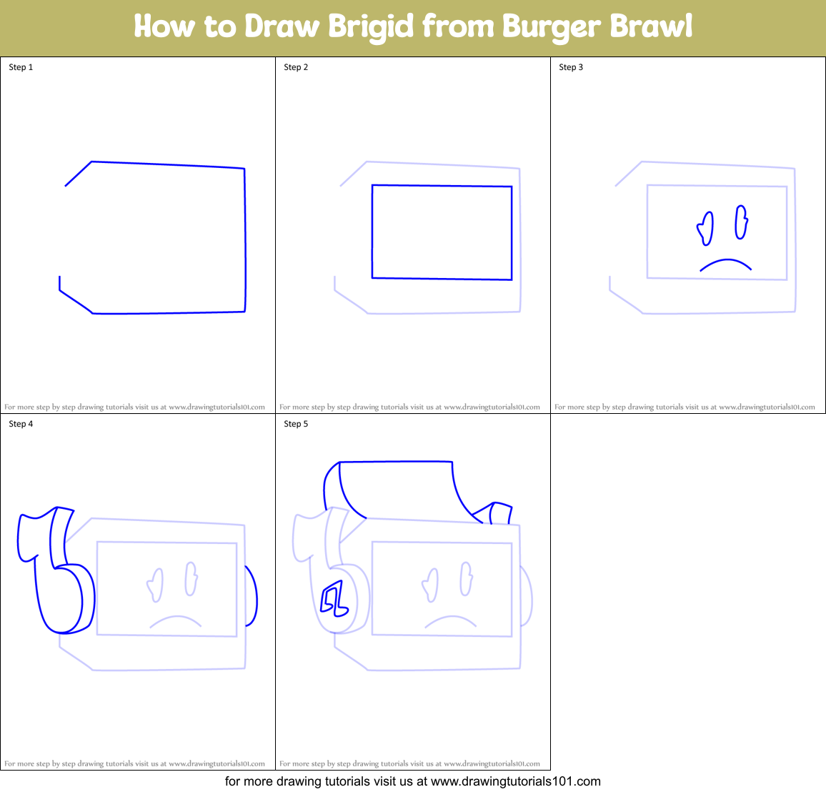 How to Draw Brigid from Burger Brawl Printable Step by Step