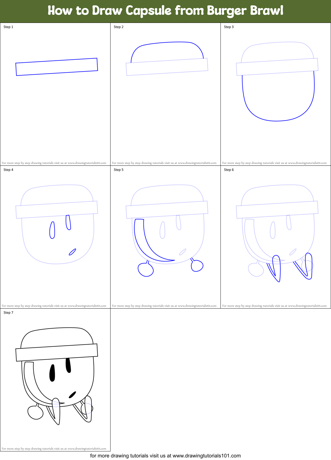 How to Draw Capsule from Burger Brawl Printable Step by Step