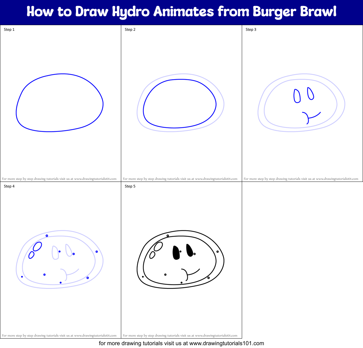 How to Draw Hydro Animates from Burger Brawl Printable Step by Step