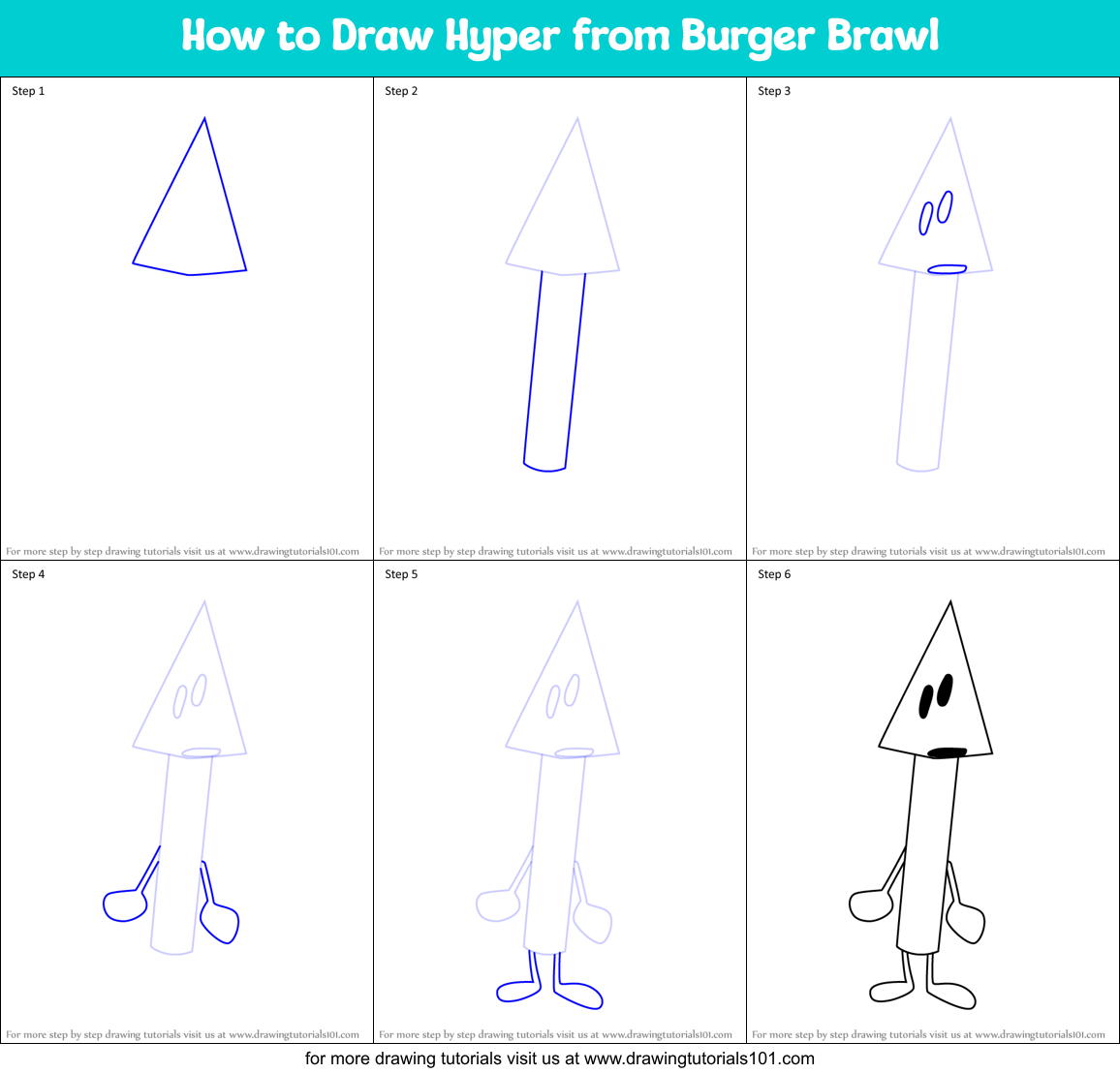How to Draw Hyper from Burger Brawl Printable Step by Step