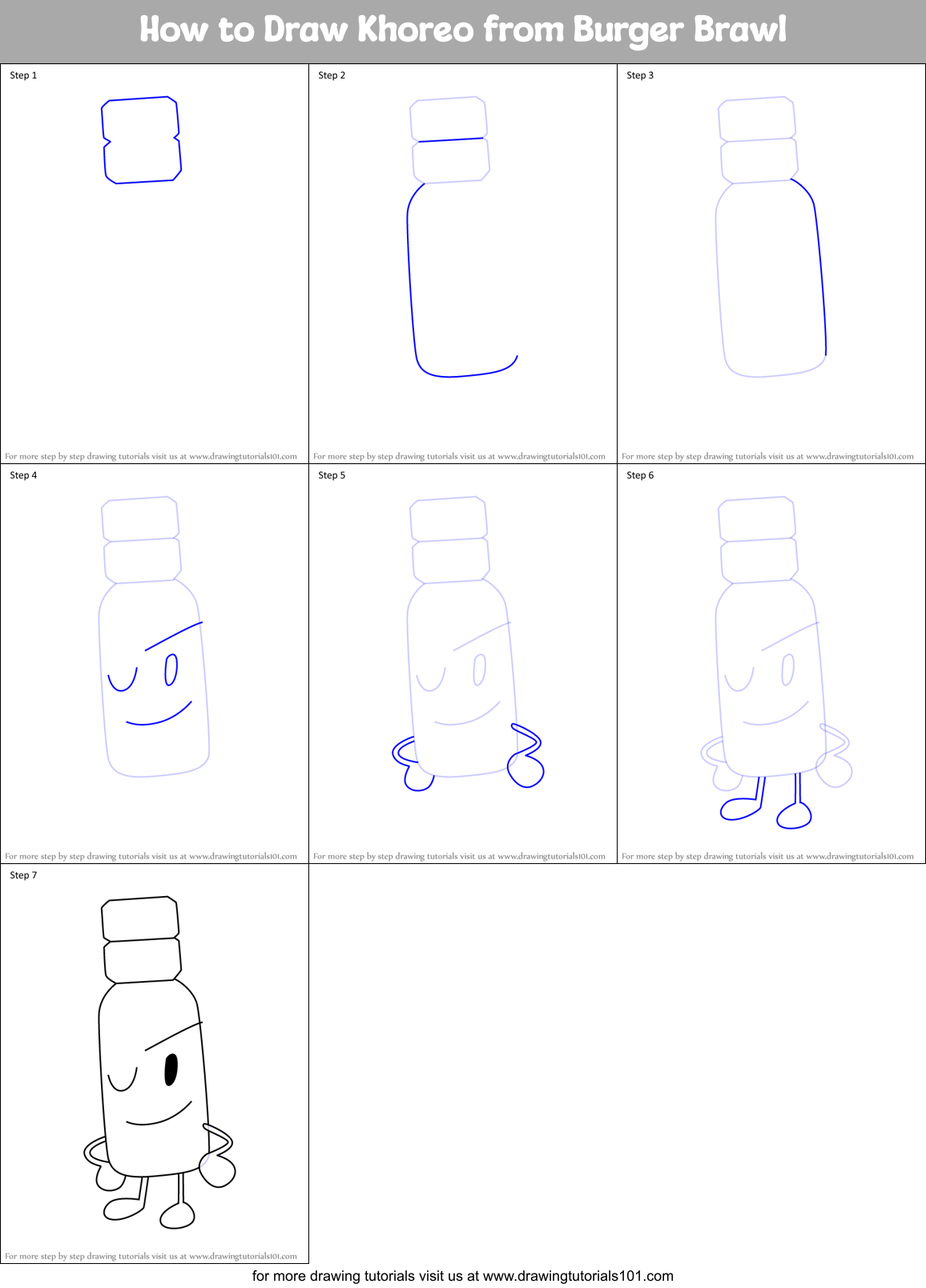 How to Draw Khoreo from Burger Brawl Printable Step by Step