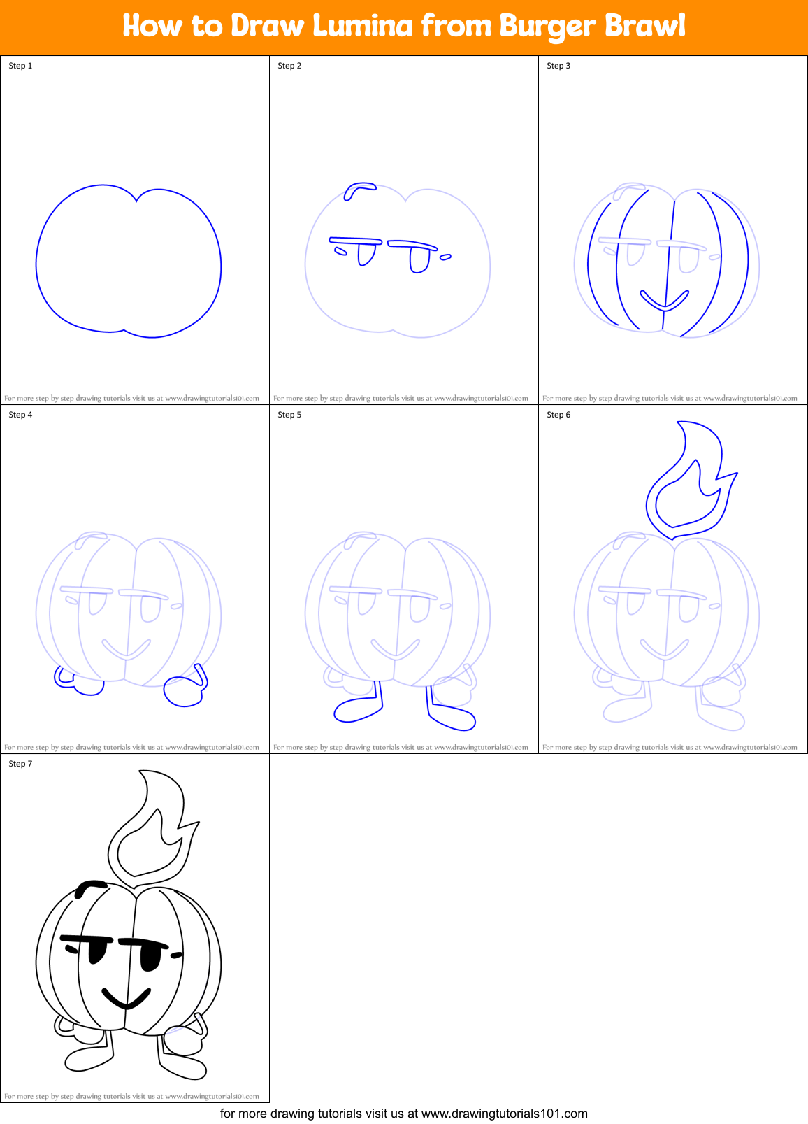 How to Draw Lumina from Burger Brawl Printable Step by Step