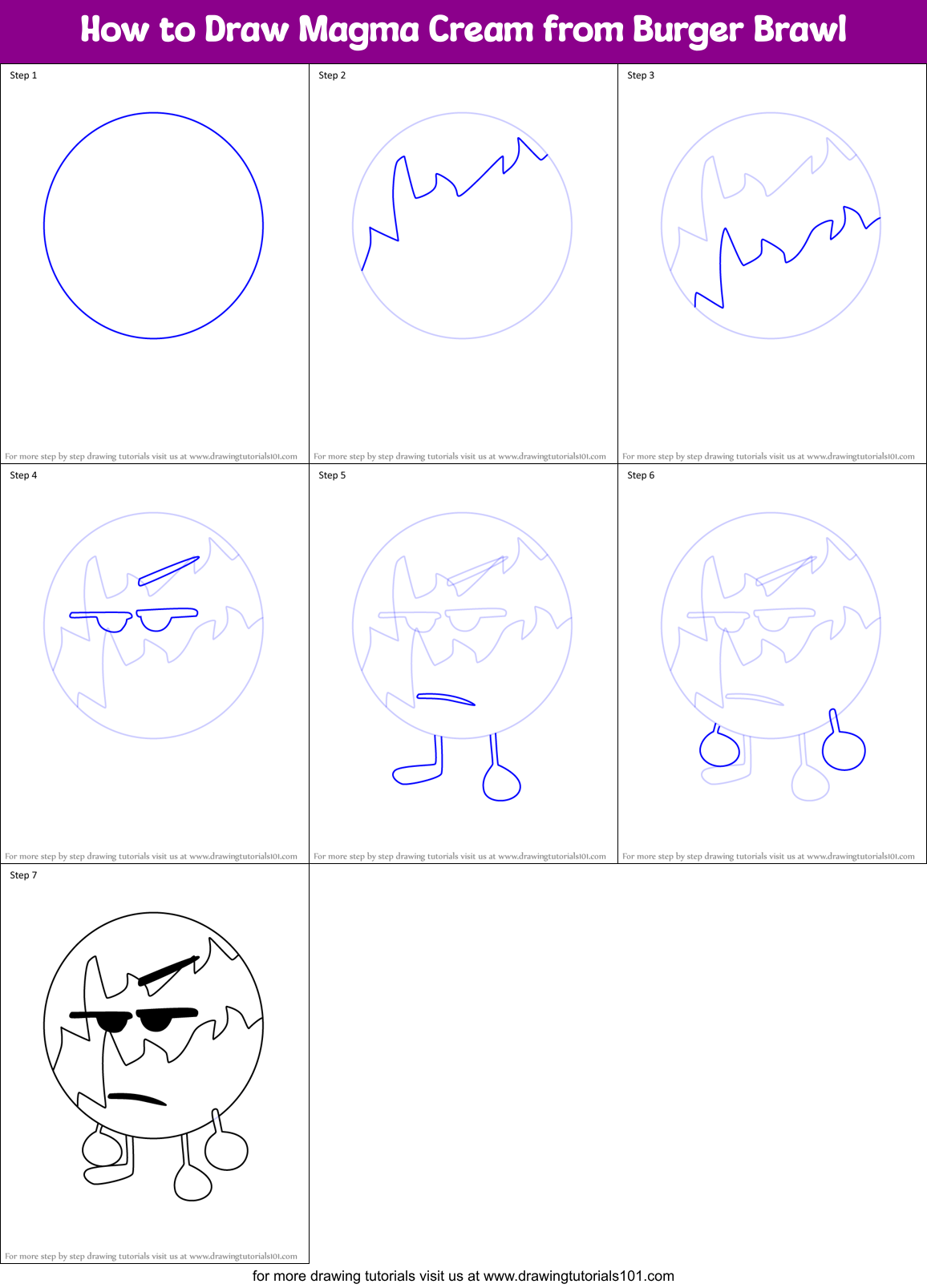 How to Draw Magma Cream from Burger Brawl Printable Step by Step