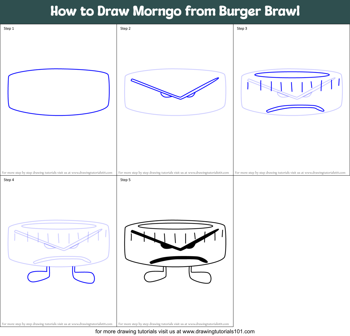 How to Draw Morngo from Burger Brawl Printable Step by Step