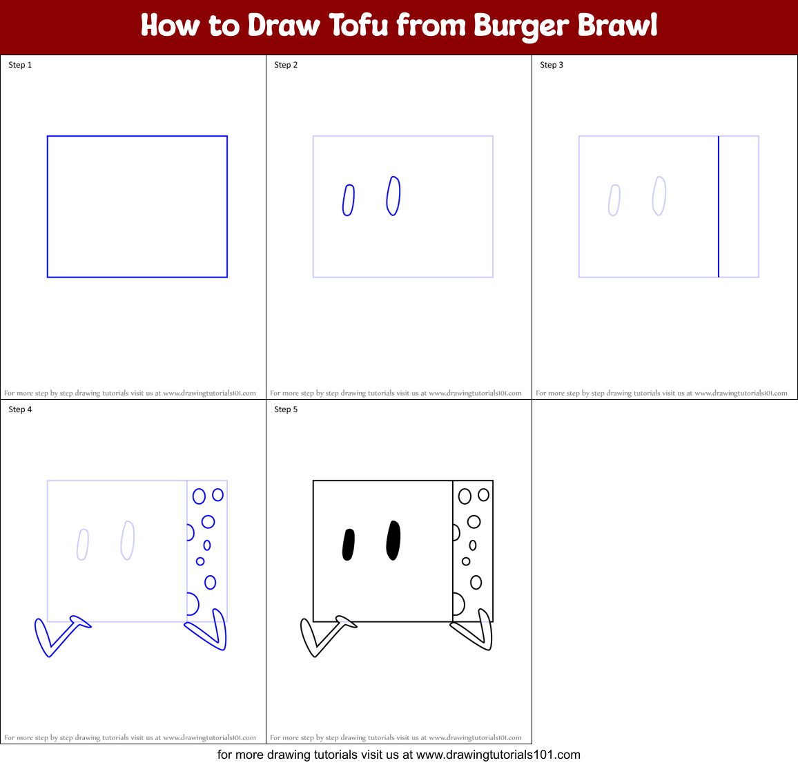 How to Draw Tofu from Burger Brawl Printable Step by Step