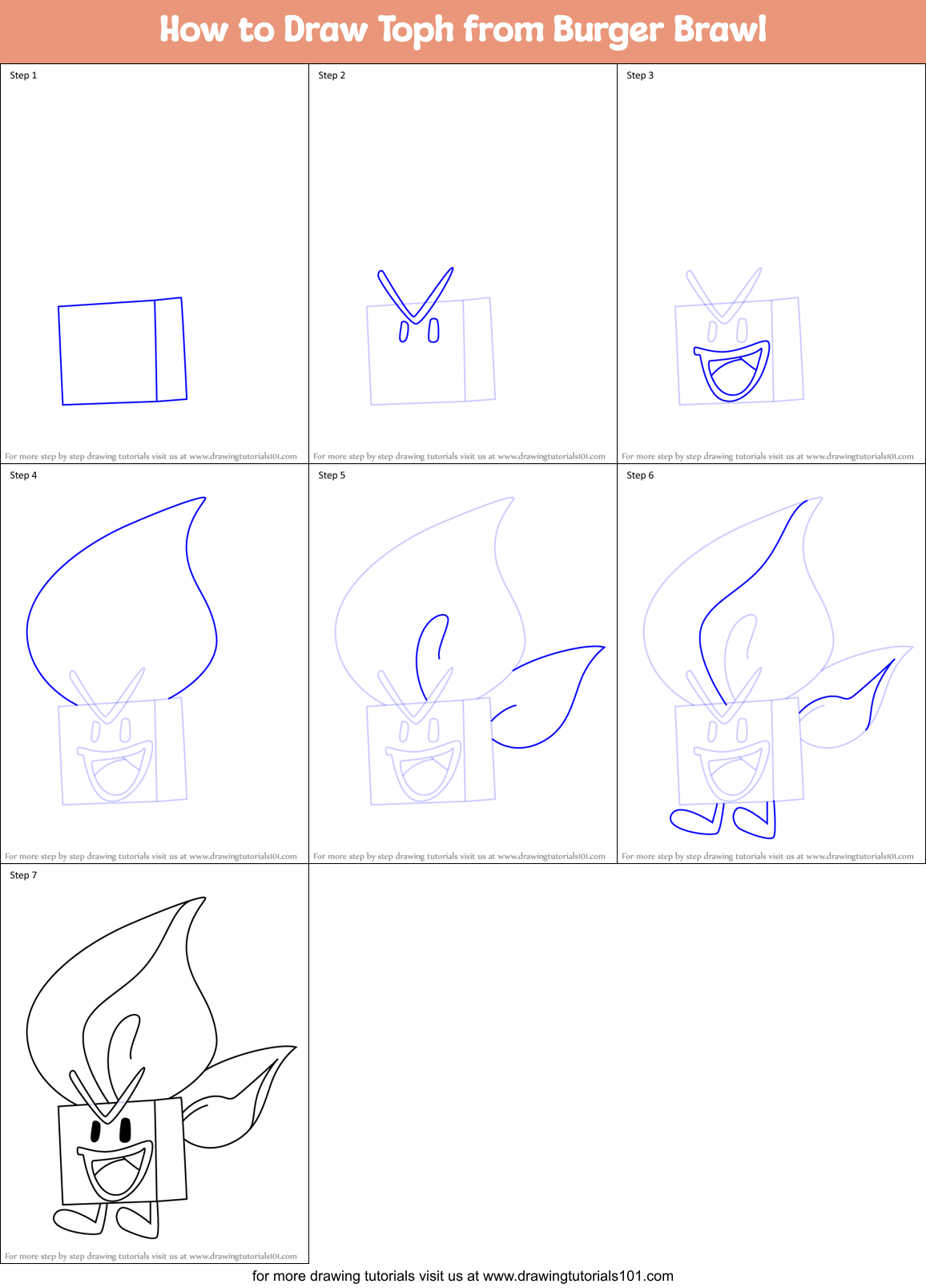 How to Draw Toph from Burger Brawl Printable Step by Step